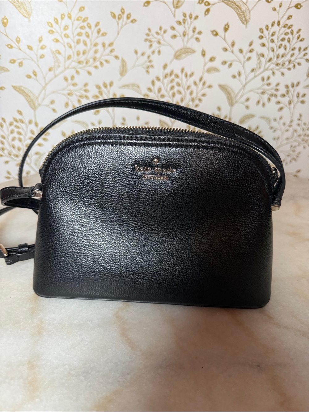 kate spade Black Pebbled Leather Dome Crossbody